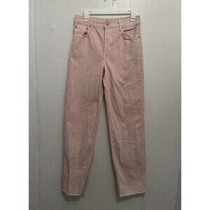 ZARA Pink The New Daddy Slim Straight Raw Hem Denim Jeans Womens 6 Barbiecore